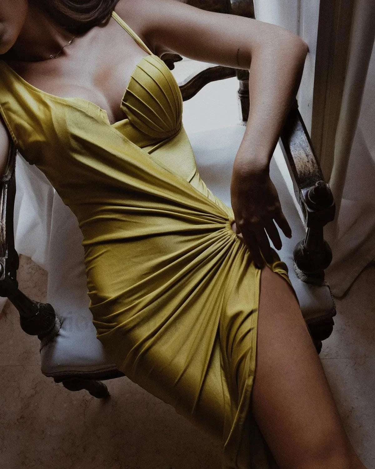 Underwire Elegant Three Piece Set YELLOW / S