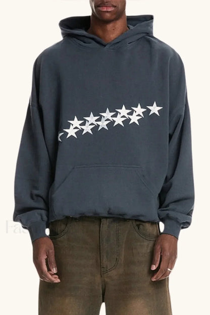 Unisex Star Print Hooded Hoodie