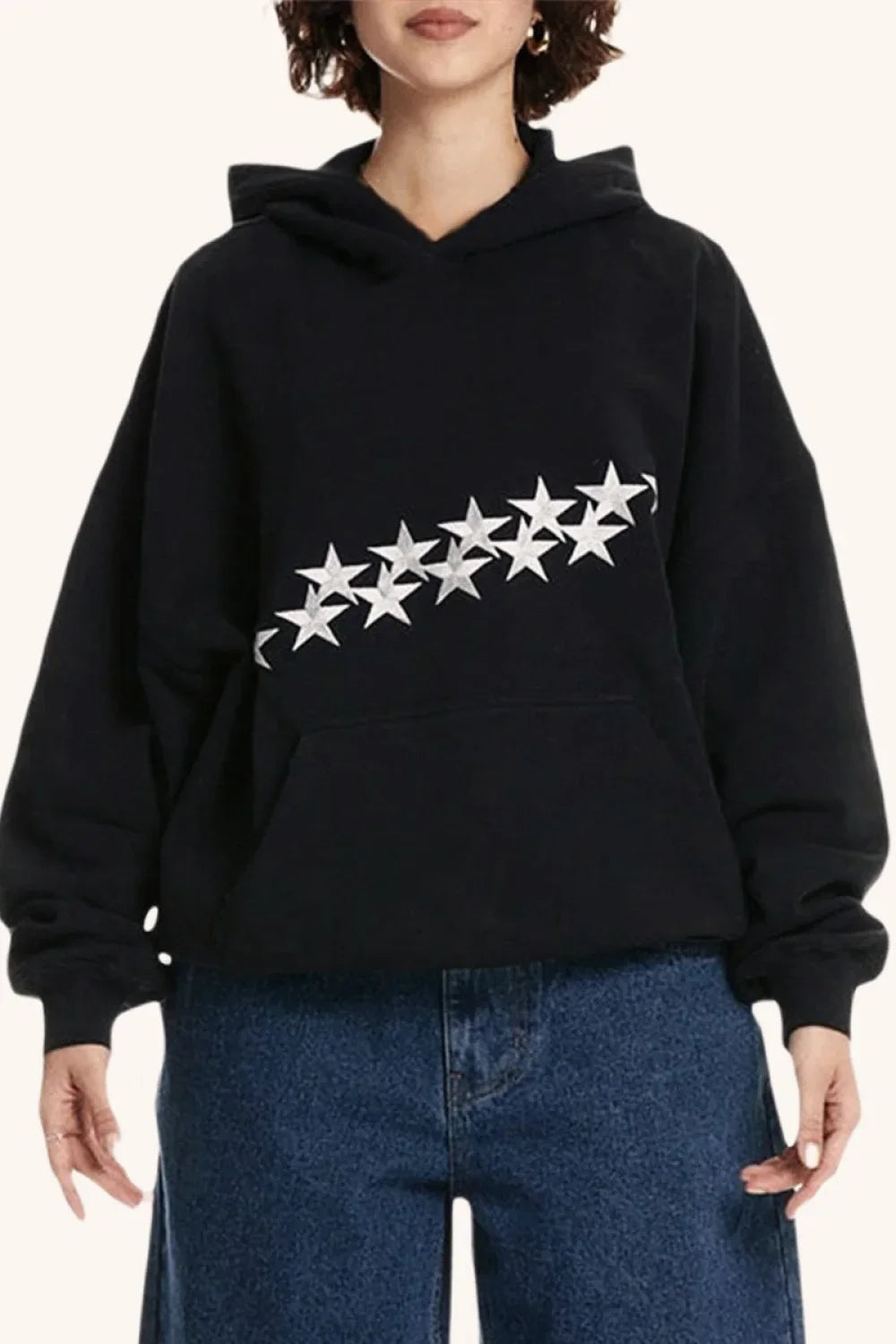 Unisex Star Print Hooded Hoodie