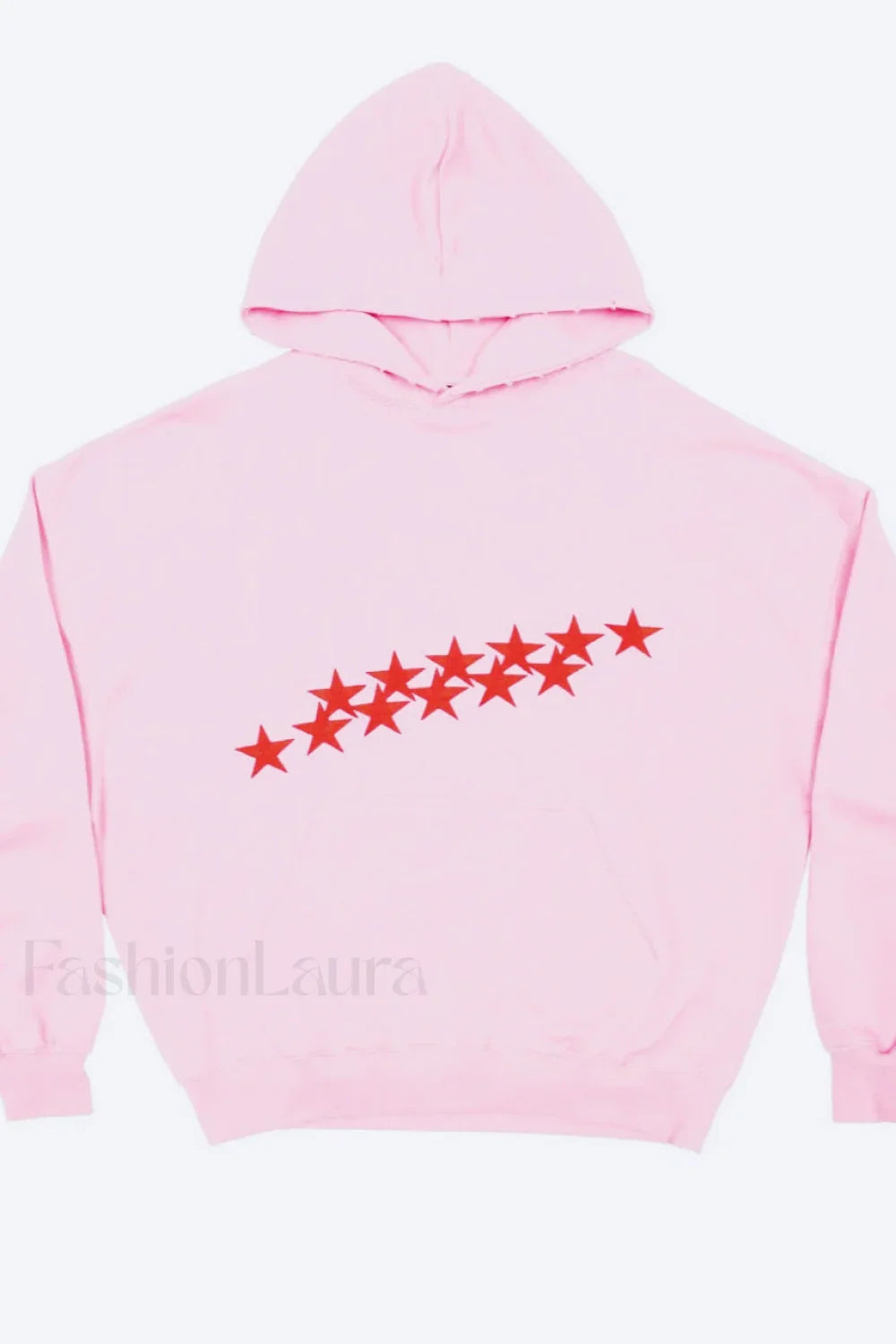 Unisex Star Print Hooded Hoodie Pink / M