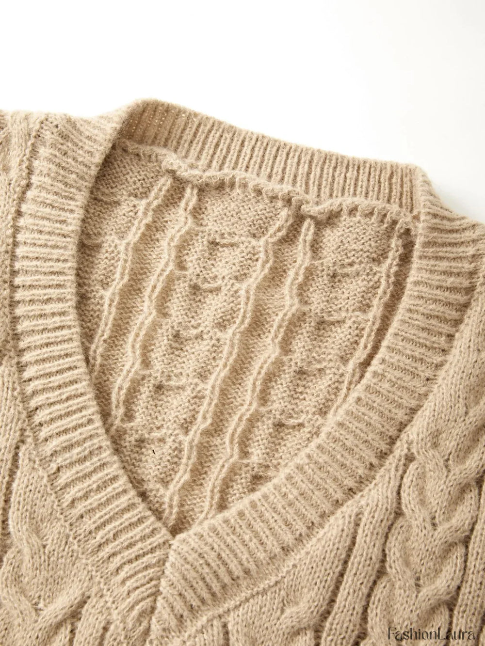 V Neck Cable Knit Long Sleeve Mini Dress Mini Dresses