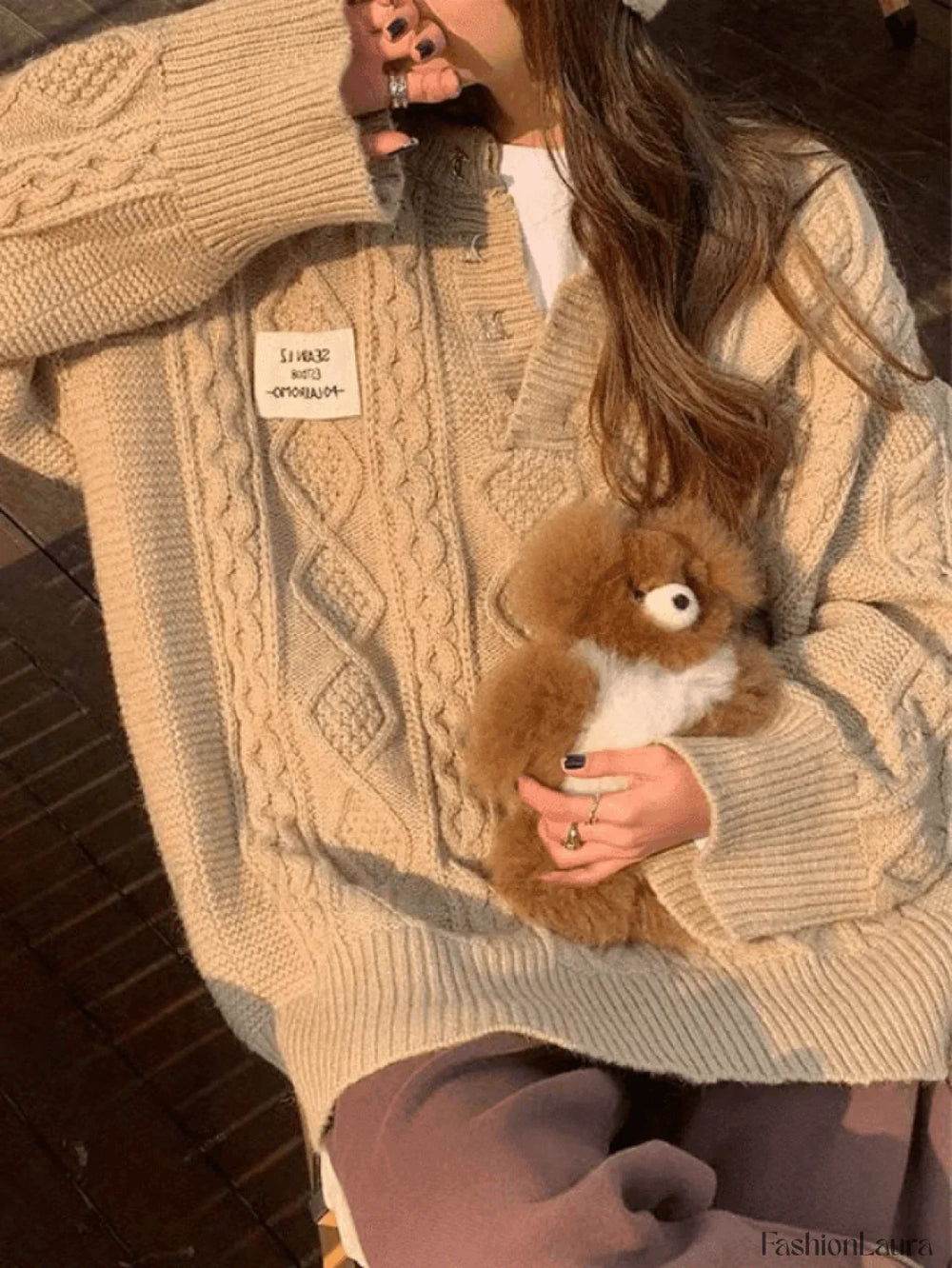 V Neck Cable Knit Sweater Sweaters