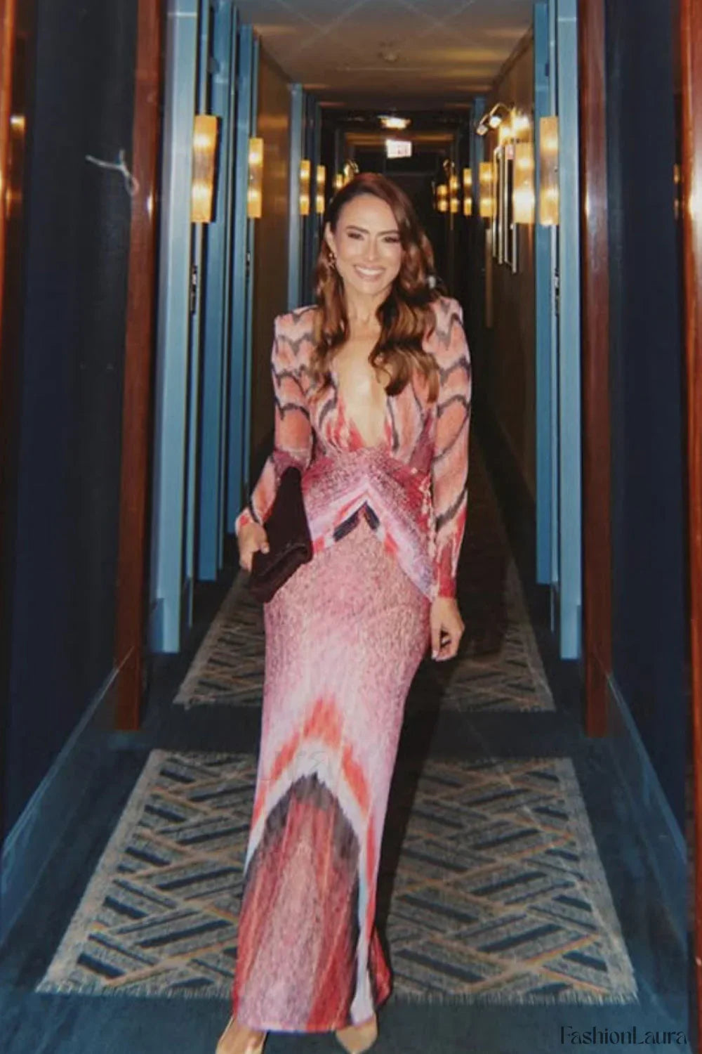 V Neck Floral Bodycon Maxi Dress