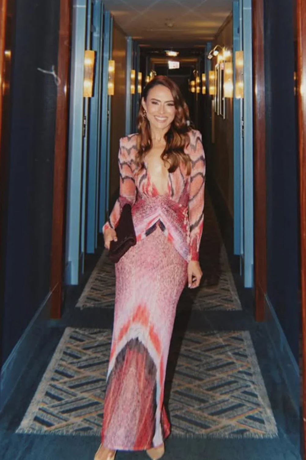 V Neck Floral Bodycon Maxi Dress