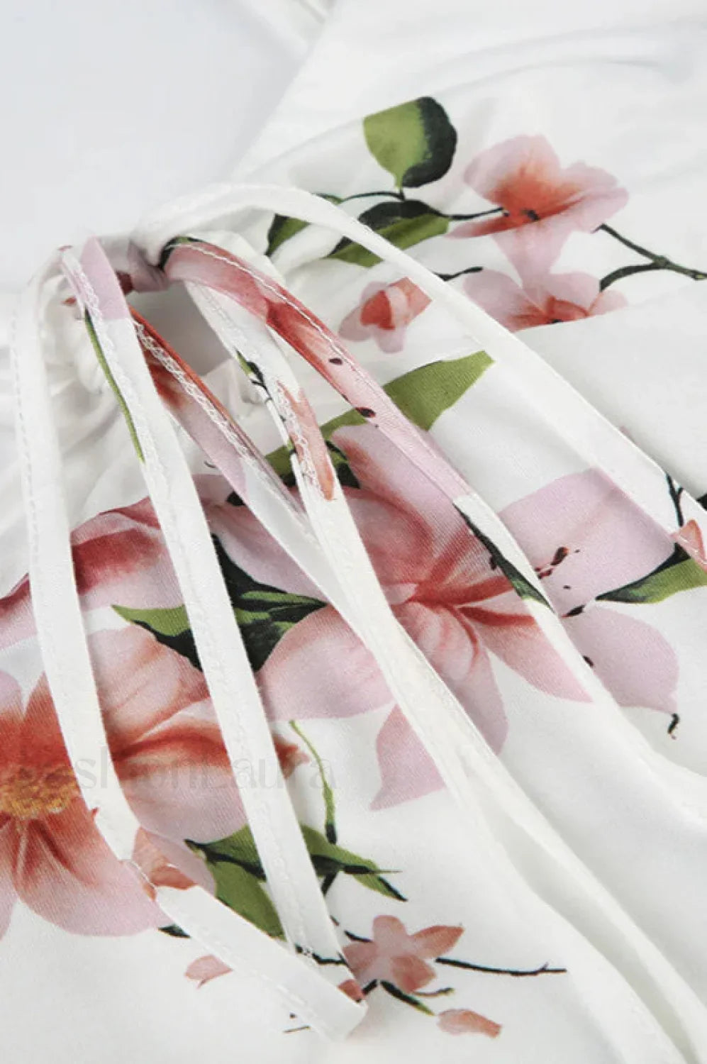 V Neck Lace Up Floral Retro Fishtail Dress Pure Desire Maxi Style