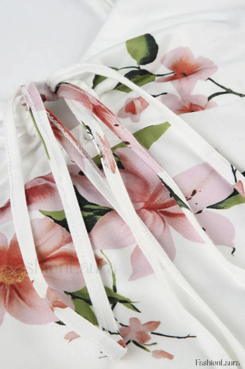 V Neck Lace Up Floral Retro Fishtail Dress Pure Desire Maxi Style