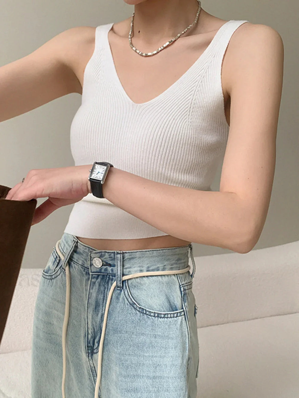 v neck rib Graceful tank top Tank Tops & Camis