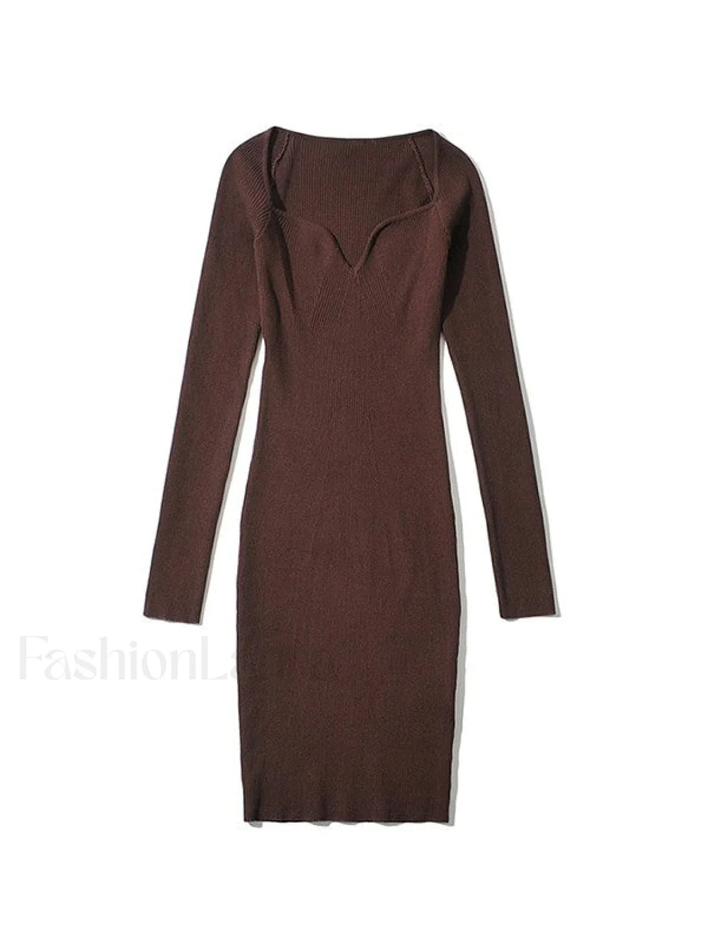 V Neck Ribbed Knit Long Sleeve Mini Dress Mini Dresses