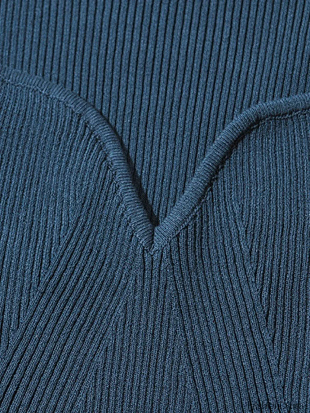 V Neck Ribbed Knit Long Sleeve Mini Dress Mini Dresses