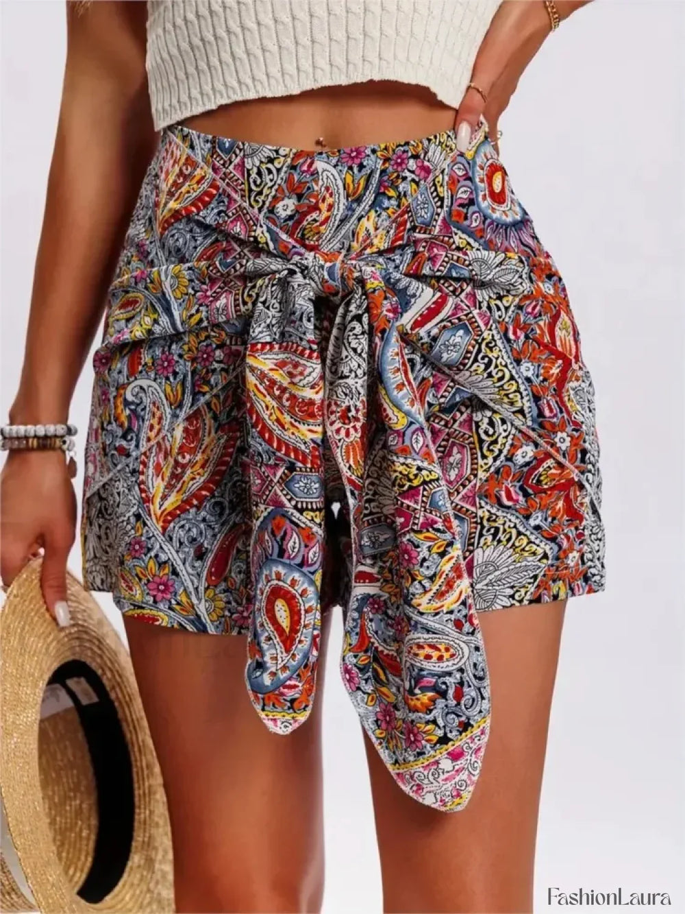 Vacation Style Boho Tribal Floral Printed Short