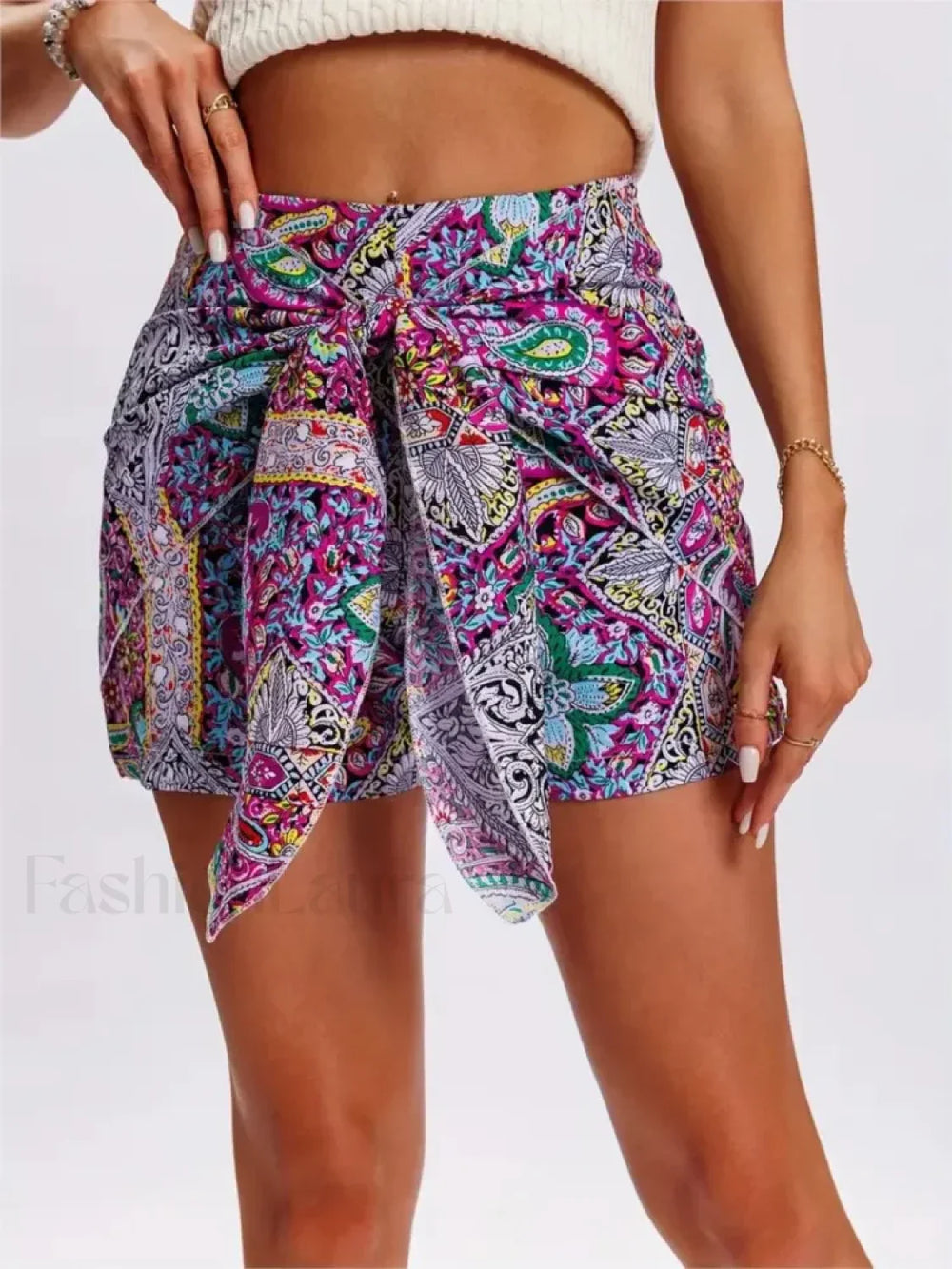 Vacation Style Boho Tribal Floral Printed Short