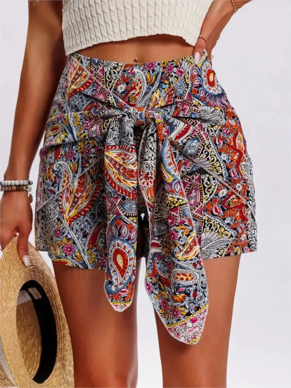 Vacation Style Boho Tribal Floral Printed Short