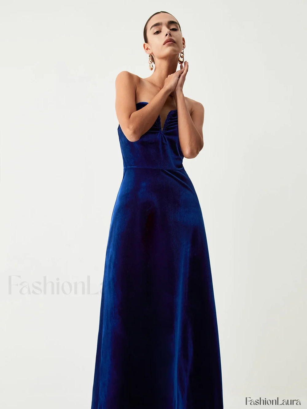 Velvet Bustier Graceful Tube Long Dress Dresses