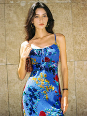 Velvet Floral Appliqué Cami Dress Dresses