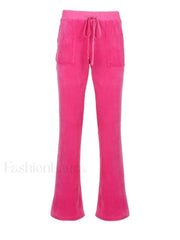 Velvet Solid Flare Leg Pants Pants