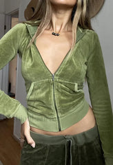 Velvet Zip Up Hoodie Sweatshirts & Hoodies L