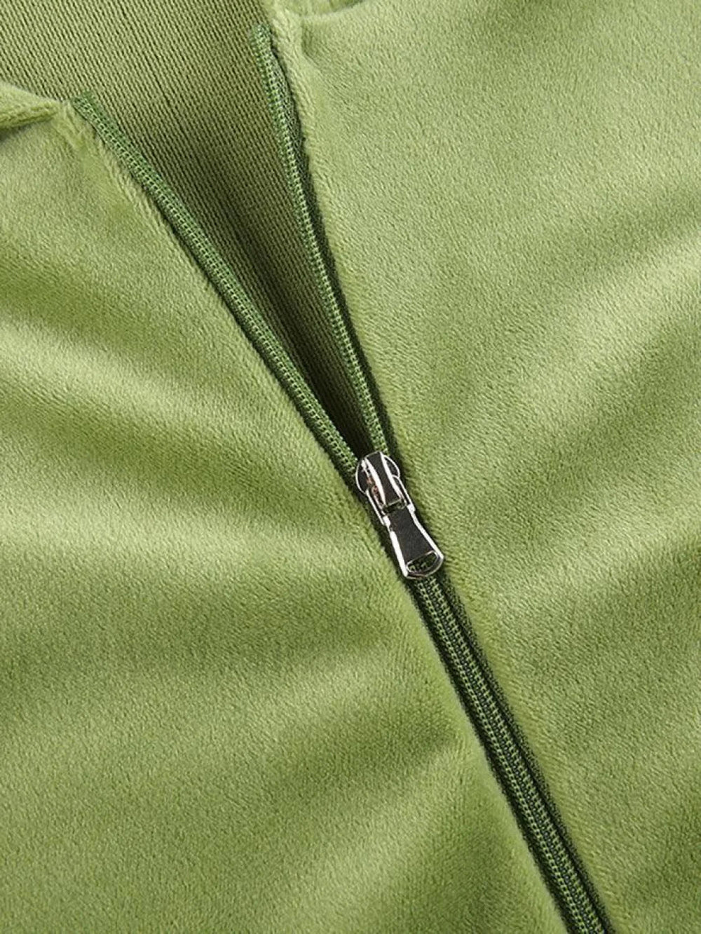 Velvet Zip Up Hoodie Sweatshirts & Hoodies L