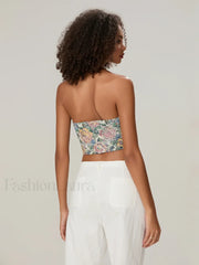 Vintage Bow Front Halter Crop Top