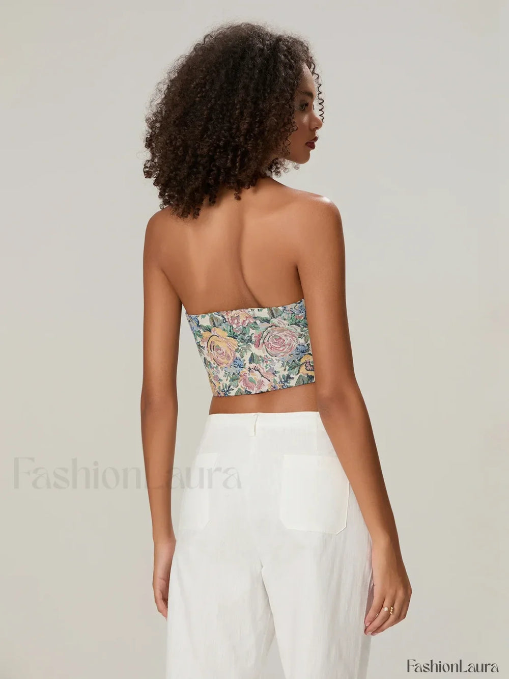 Vintage Bow Front Halter Crop Top