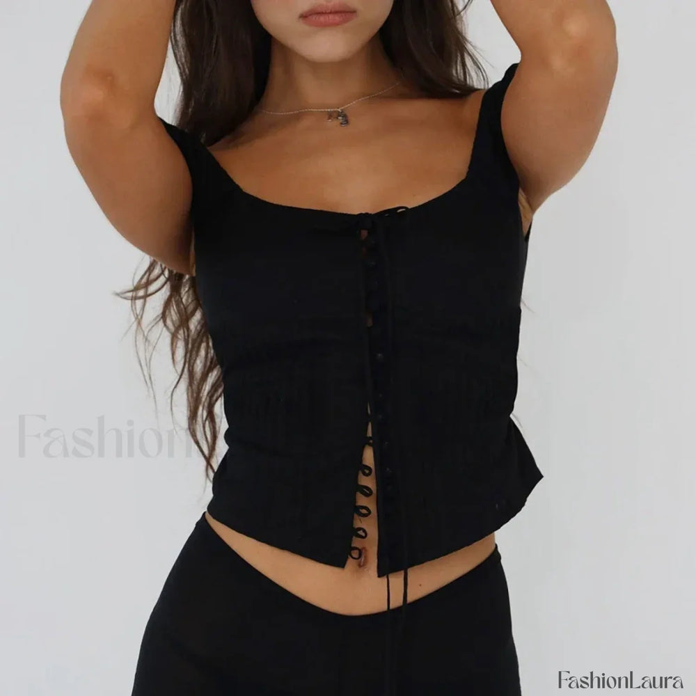 Vintage Button Up Milkmaid Crop Top