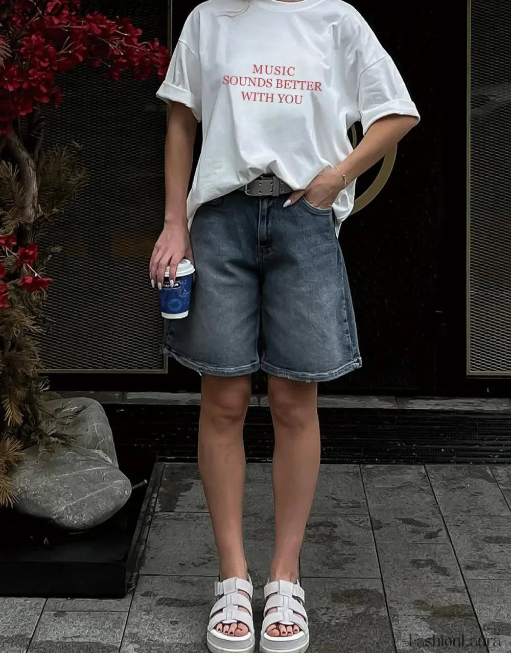 Vintage Chic Letter Printed T Shirt