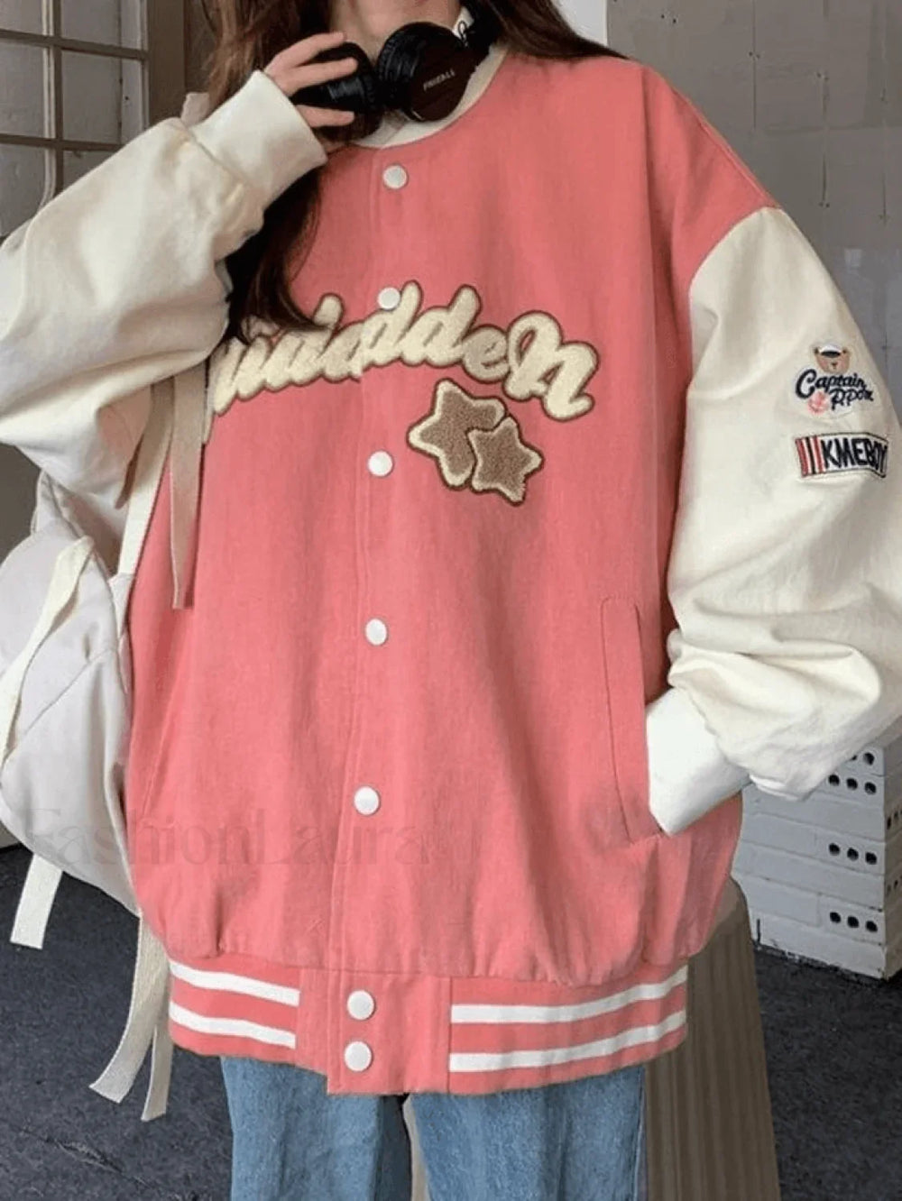 Vintage Embroidery Varsity Jacket Pink / M Jackets