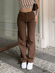 Vintage High Waist Boyfriend Jeans Brown / S Jeans