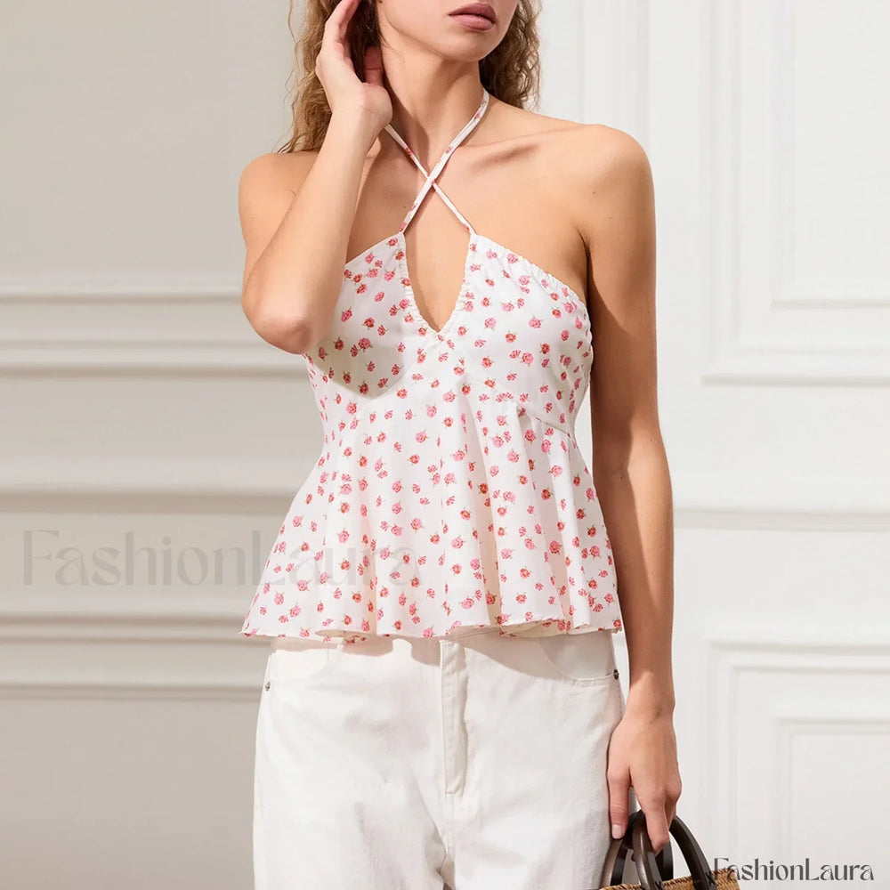 Vintage Keyhole Halter Crop Top