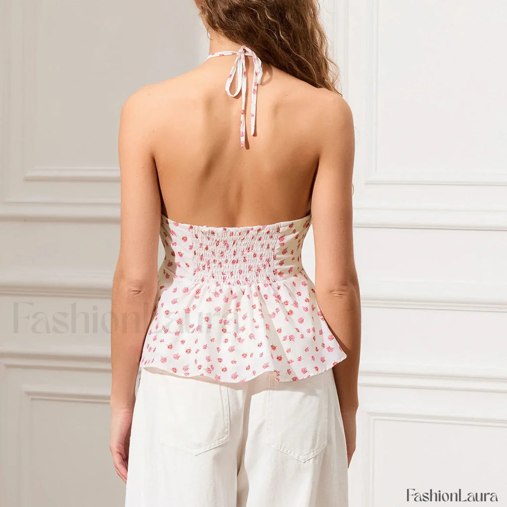 Vintage Keyhole Halter Crop Top