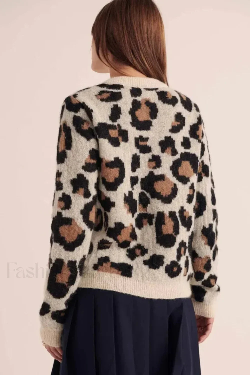 Vintage Leopard Print Knit Cardigan