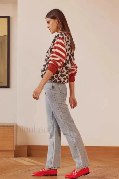 Vintage Leopard Print Knit Cardigan