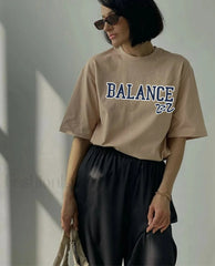 Vintage Letter Printed Cotton T Shirt khaki / M