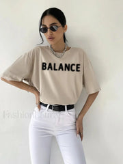 Vintage Letter Printed T Shirt khaki / M