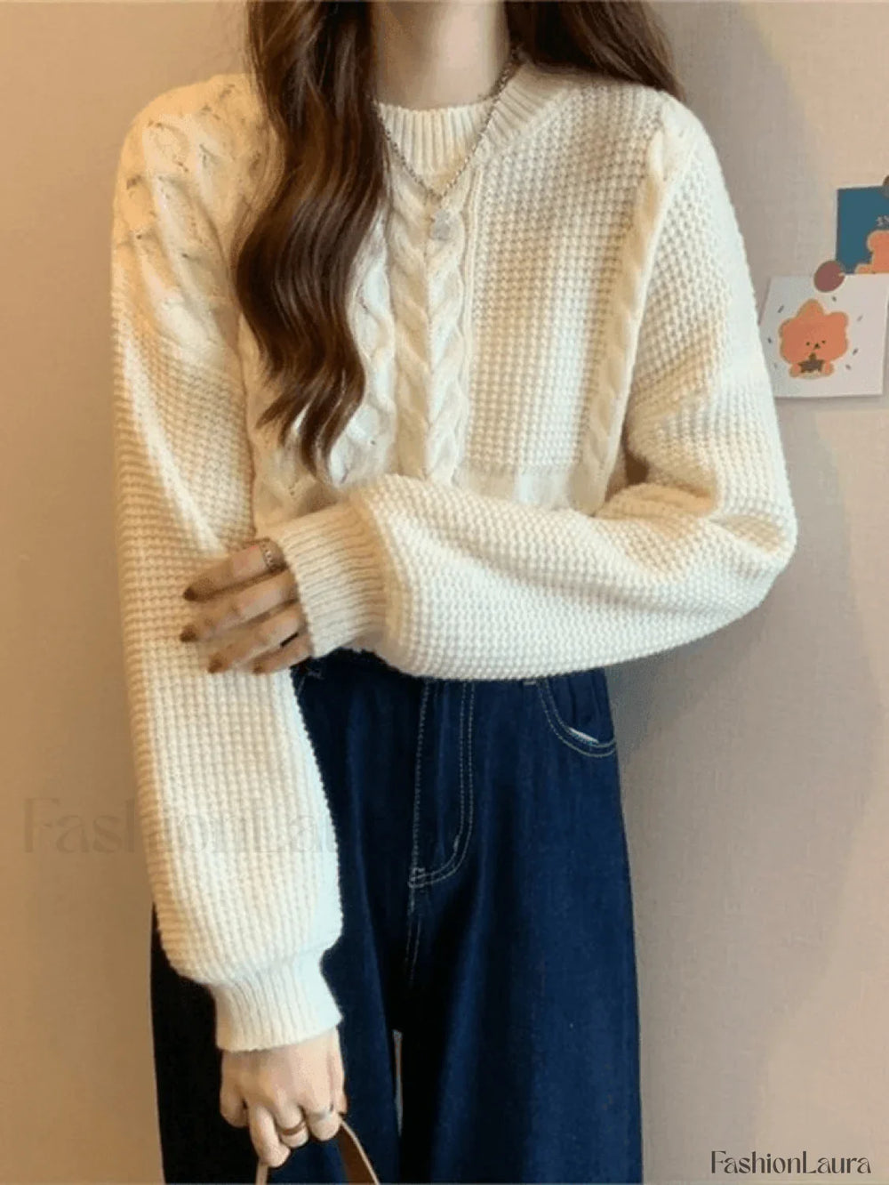 Vintage Long Sleeve Cable Knit Sweater Sweaters