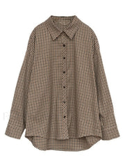 Vintage Long Sleeve Checkered Blouse Shirts