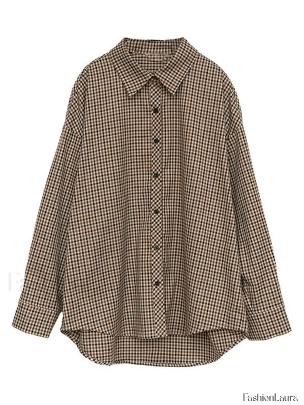 Vintage Long Sleeve Checkered Blouse Shirts
