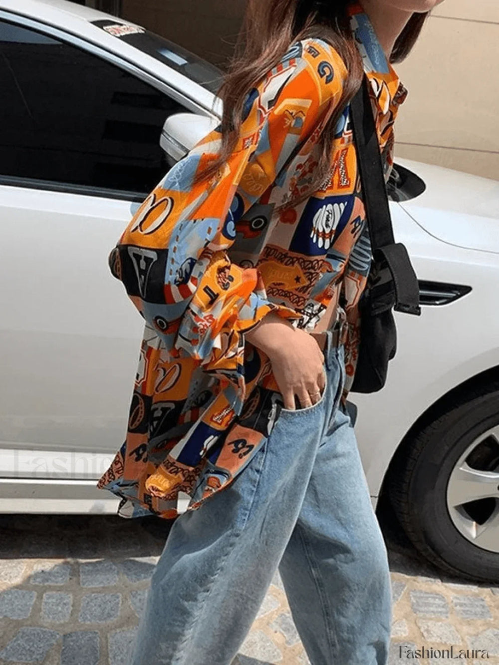 Vintage Mixed Print Long Sleeve Blouse Shirts