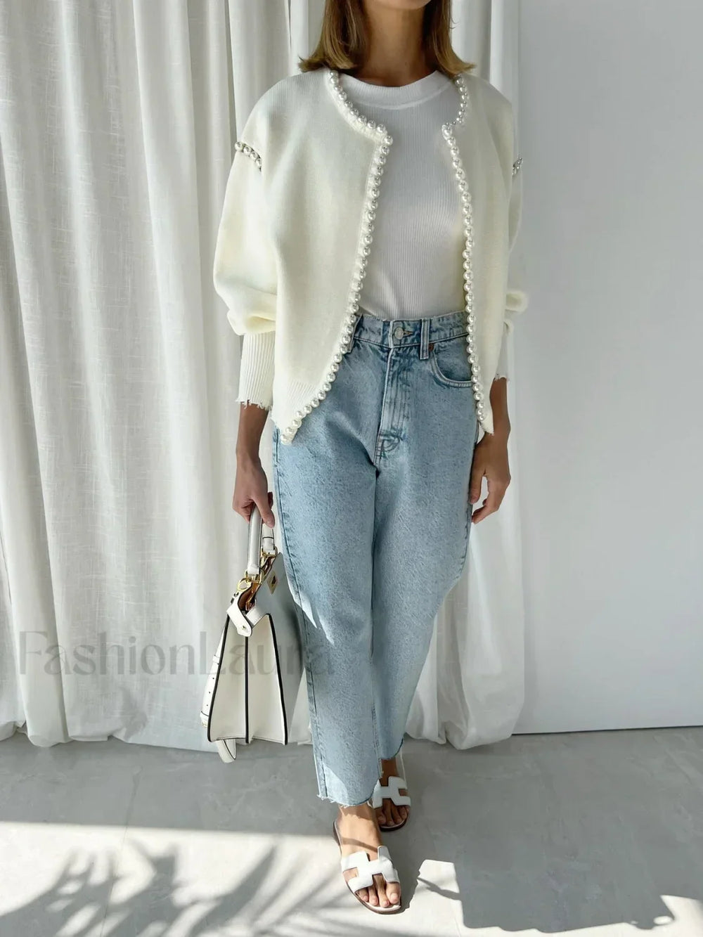 Vintage Pearl Graceful Edge Cardigan Sweaters L