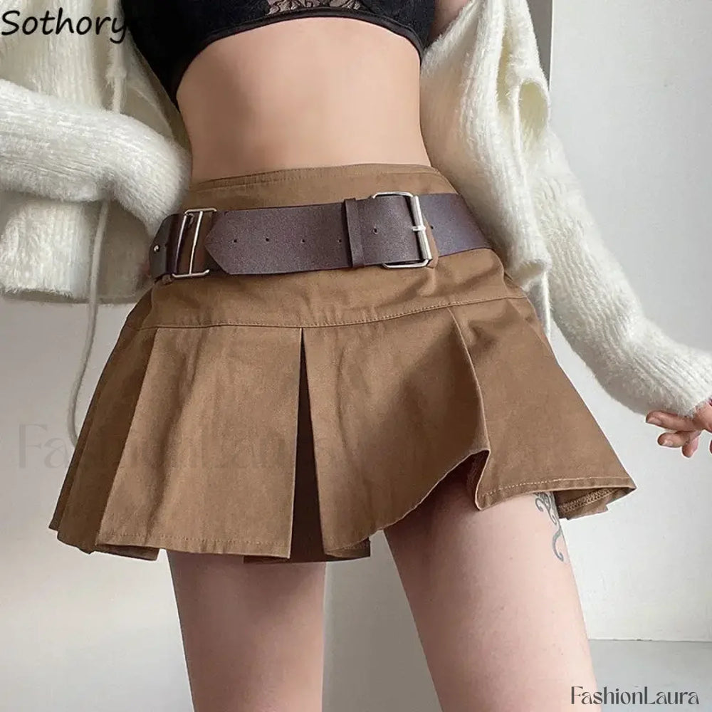 Vintage Pleated College Mini Skirt