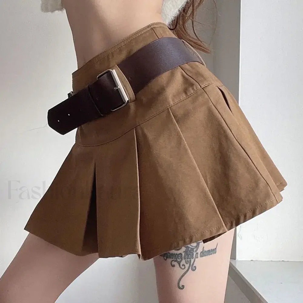 Vintage Pleated College Mini Skirt