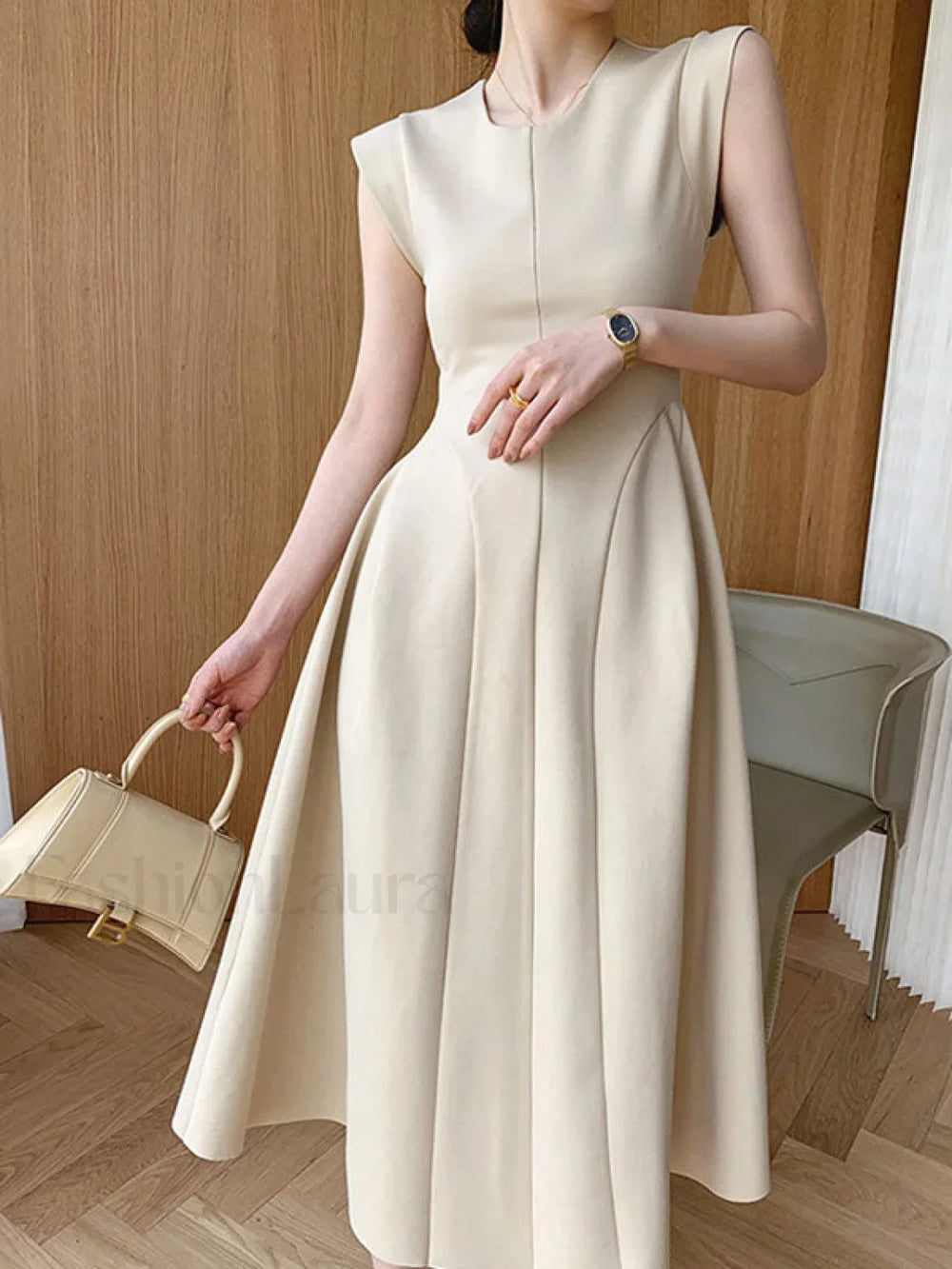 Vintage Spliced Swing Maxi Dress Midi Dresses