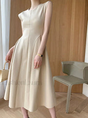 Vintage Spliced Swing Maxi Dress Midi Dresses