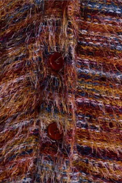 Vintage Stripe V neck Knit Cardigan