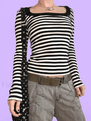 Vintage Striped Long Sleeve Tee Tops&Tees