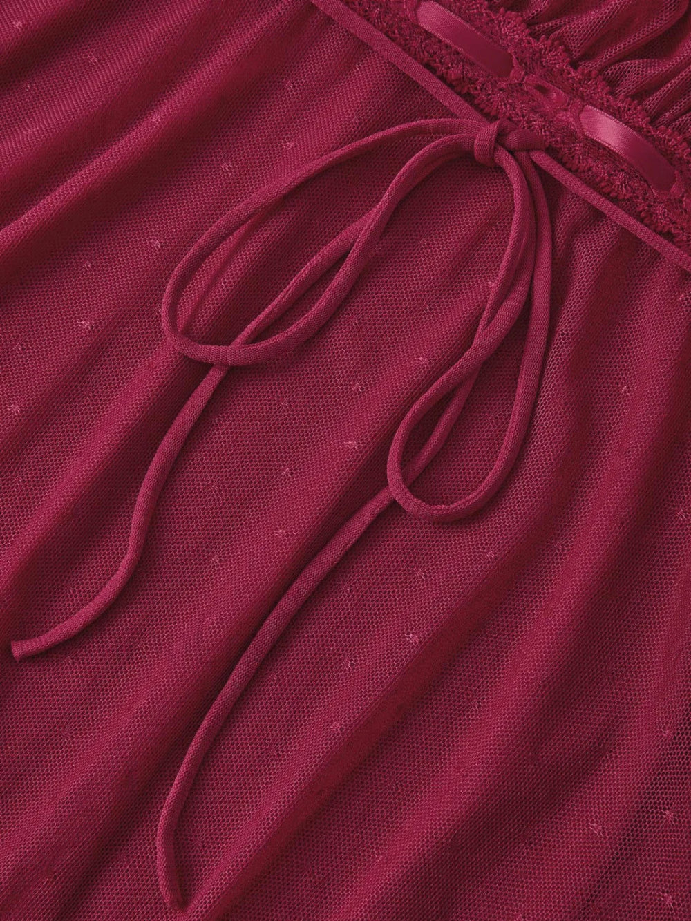 Vintage Tie Front Lace Trim Blouse Short Sleeves