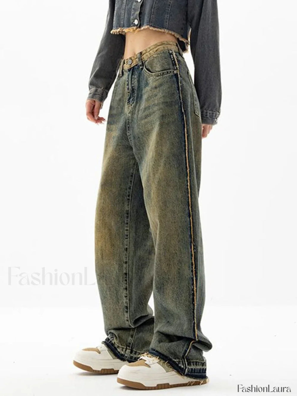 Vintage Wash Distressed Boyfriend Jeans Boyfriend Jeans