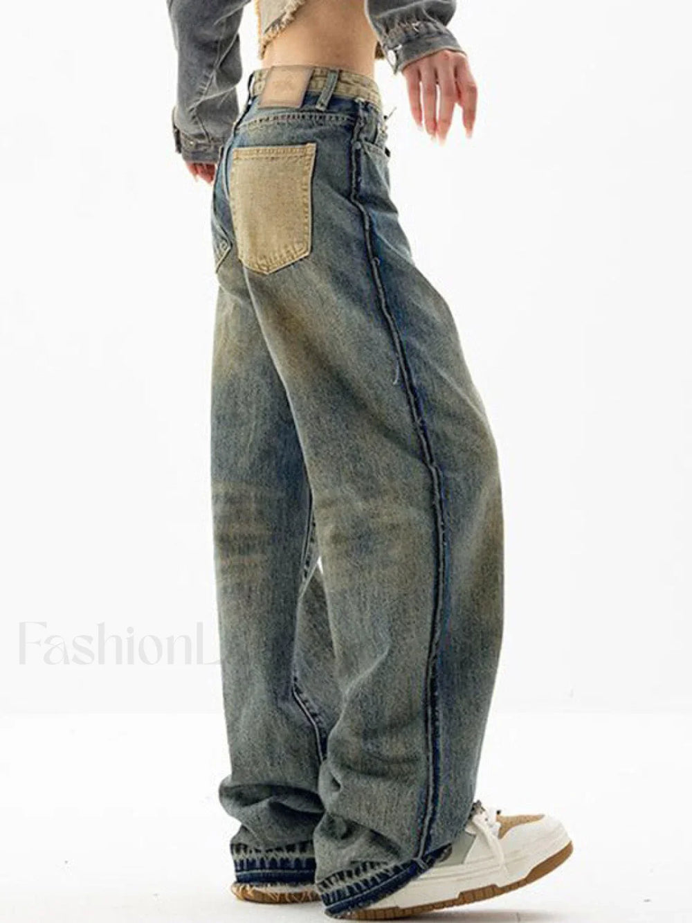 Vintage Wash Distressed Boyfriend Jeans Blue / S Boyfriend Jeans