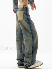 Vintage Wash Distressed Boyfriend Jeans Blue / S Boyfriend Jeans