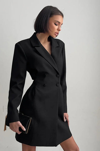 Waist Cinched Sweet Suit Style Strappy Work Dress Black / S