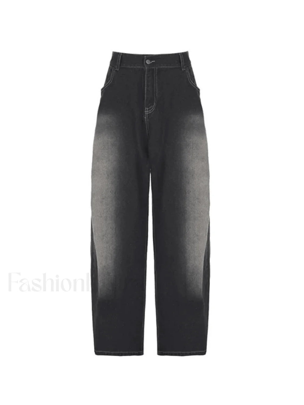 Washed Contrast Waist Pleated Relaxed Leg Boyfriend Jeans Jeans